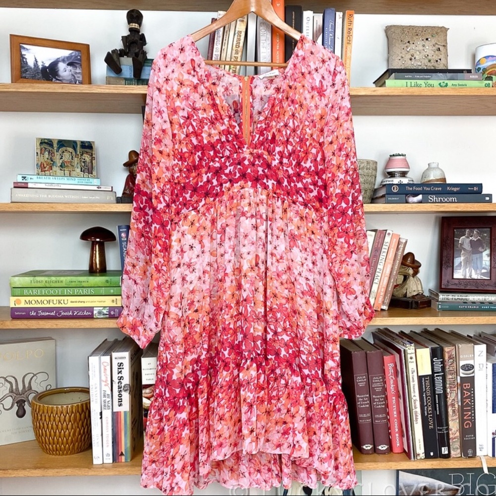 Calvin Klein Boho Floral Chiffon Dress
